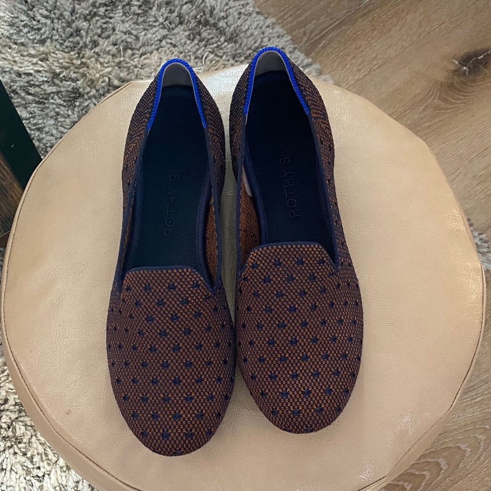 Rothy’s Limited Edition Women’s Brown & Blue Sienna Slip-On Round Toe Loafer 9.5